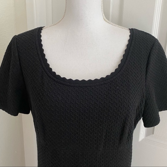 Rebecca Taylor Textured Fit And Flare Black Dress Sz 10 - Picture 5 of 12